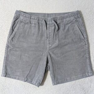 Katin Corduroy Shorts Men 33x7 Large Gray Elastic Waist Stretch Drawstring